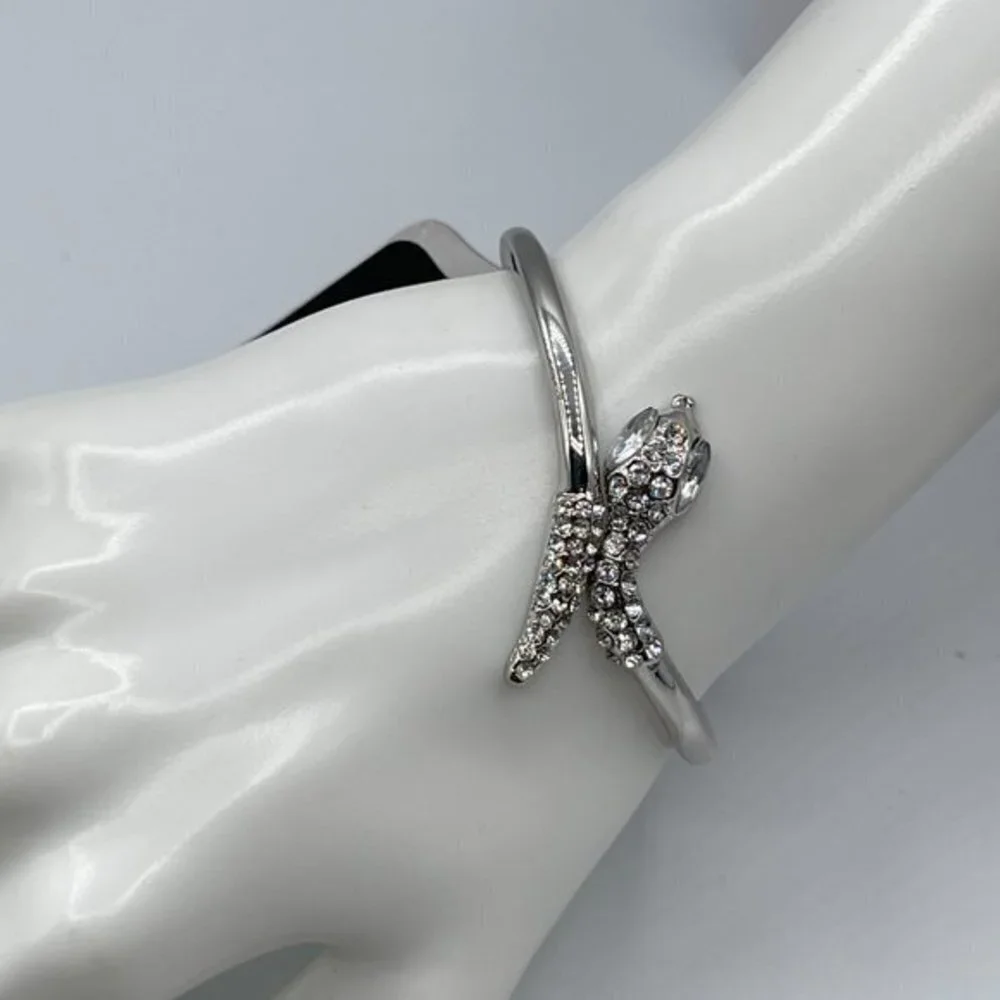 g by Gennaro Silver Diamond Snake Bangle Bracelet